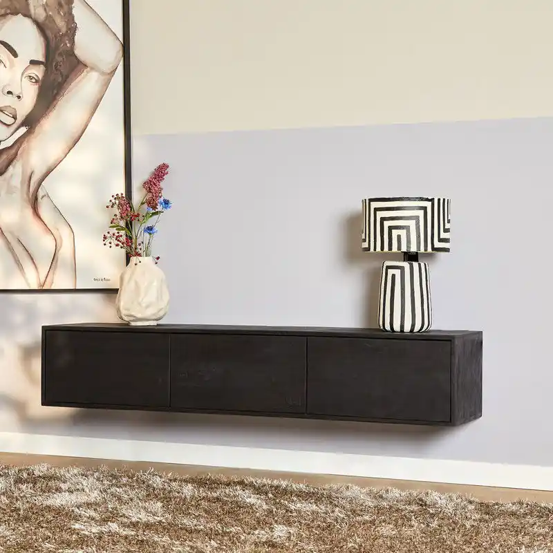Zwevend tv-meubel Vision Zwart | 160 cm - 160 x "30" x "35" Topkwaliteit