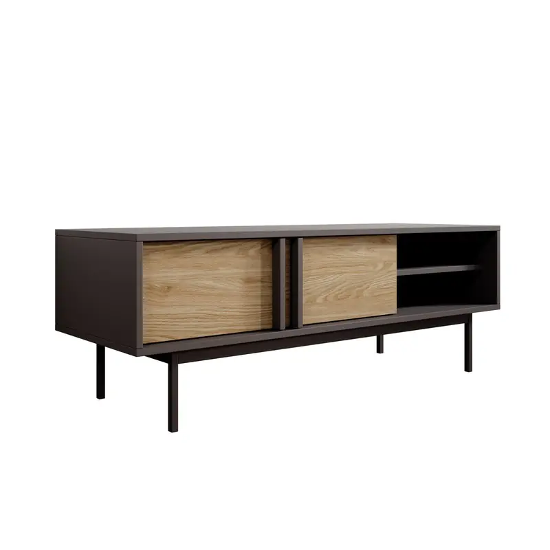 Meubella - Antigo - TV-Meubel - Eiken/Antraciet - 123 cm Gratis Retour