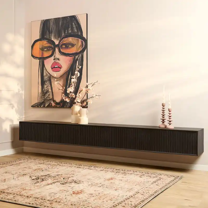 Zwevend tv-meubel Madison Zwart | 280 cm Direct Verzonden