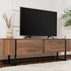 TV Meubel Serenity Walnoot Zwart 180x29.5x50 cm Walnut Black Melamine Beperkte Voorraad