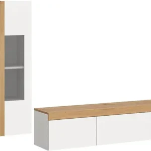 Nieuw Ruda Wandkast Systeem 3 Delen Wand of Vloer Wit, Eik Decor 34 cmx270 cmx33 cm
