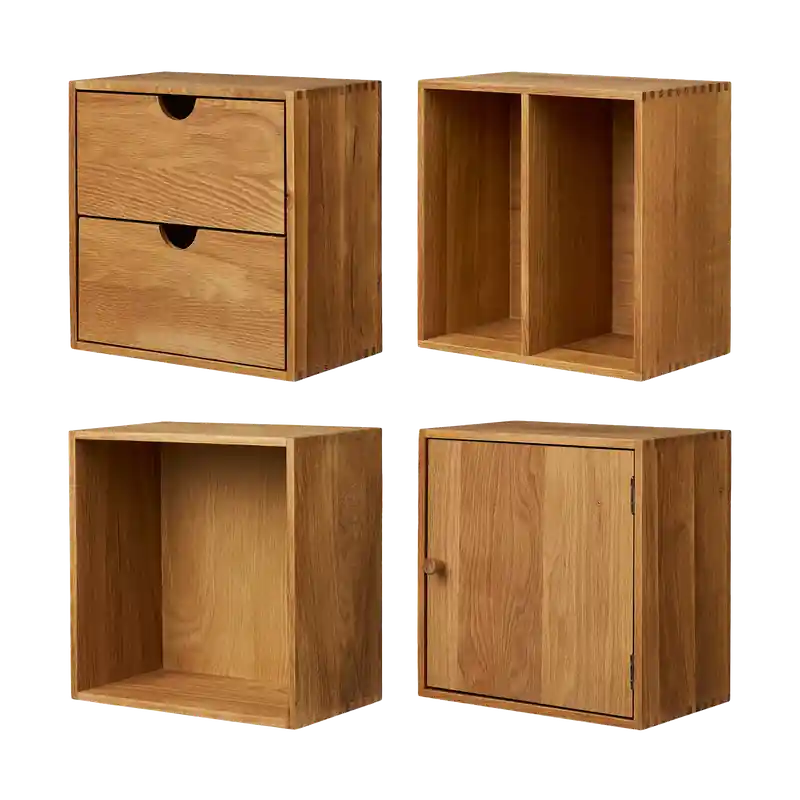 Veilige Betaling Abigail wandkasten naturel eiken - set van 4