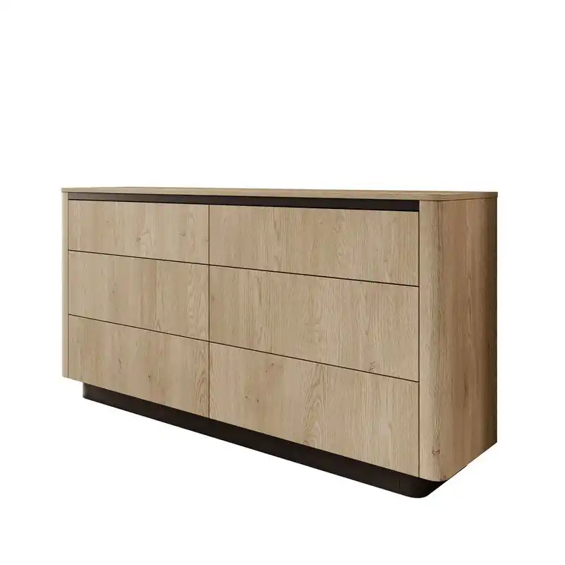 Direct Beschikbaar Meubella - Taywan - Ladekast met 6 lades - Eiken - 163x38x83 cm