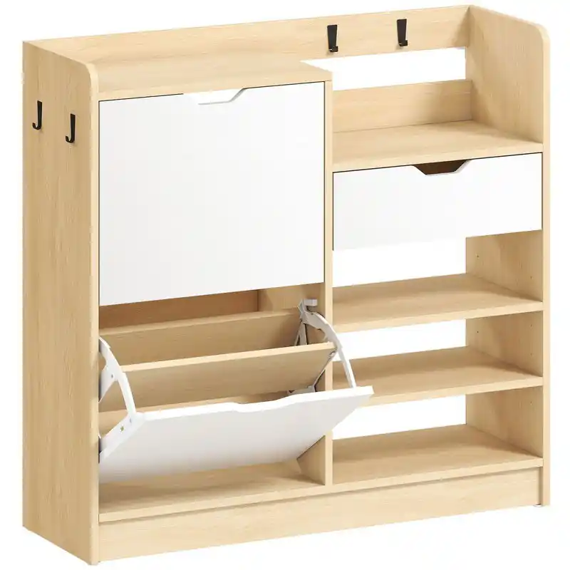 4goodz Schoenenrek met klapladen en open planken - 14 paar schoenen Modern