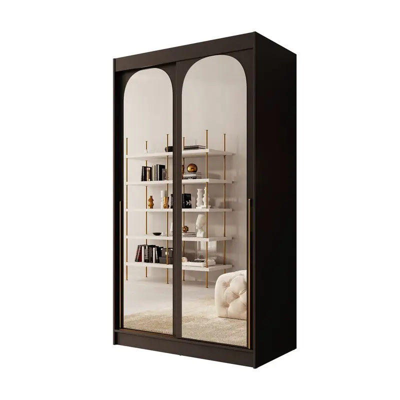 Meubella - Moniq - Kledingkast met 2 schuifdeuren - Zwart - 120x65x215 cm Direct Verzonden