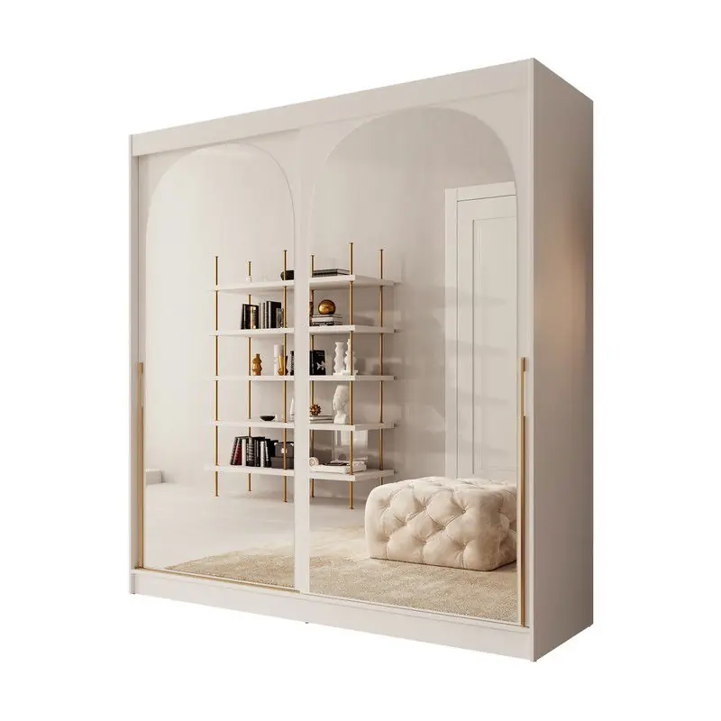 Meubella - Moniq - Kledingkast met schuifdeuren - Wit - 200x65x215 cm Express Levering