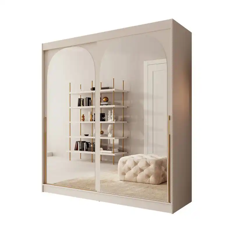 Nieuwe Collectie Meubella - Moniq - Kledingkast met schuifdeuren - Beige - 200x65x215 cm