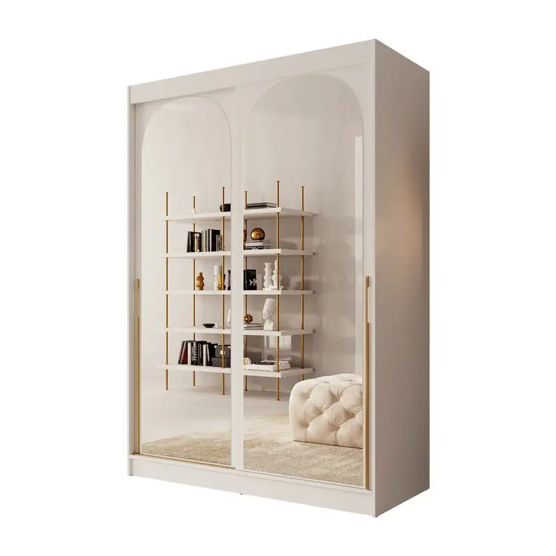 Gereduceerde Prijs Meubella - Moniq - Kledingkast met schuifdeuren - Wit - 150x65x215 cm