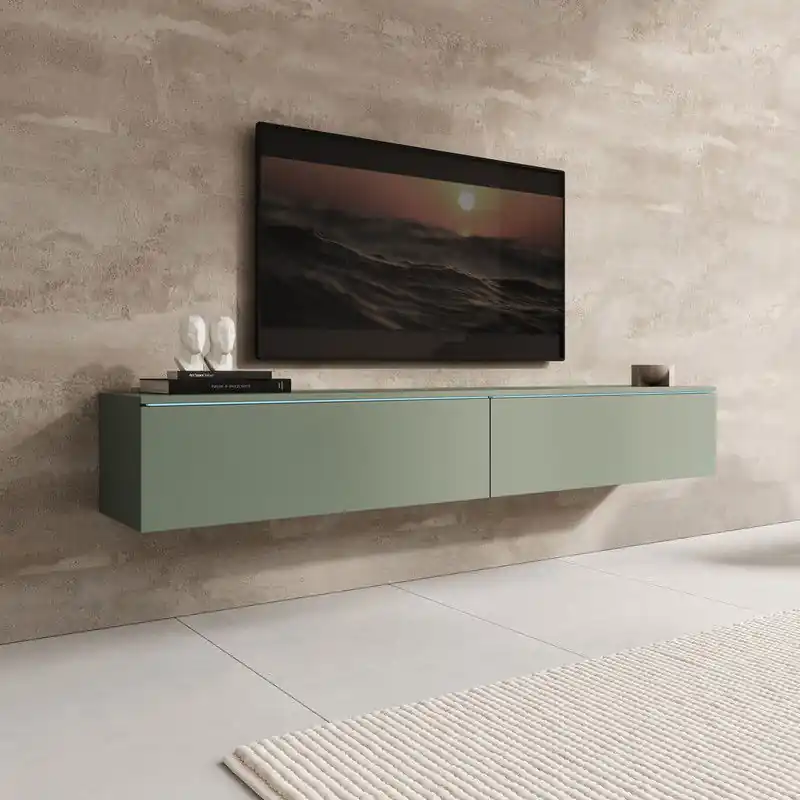 Meubella - Dixon - TV-Meubel - Groen - 180 cm Garantie Inbegrepen