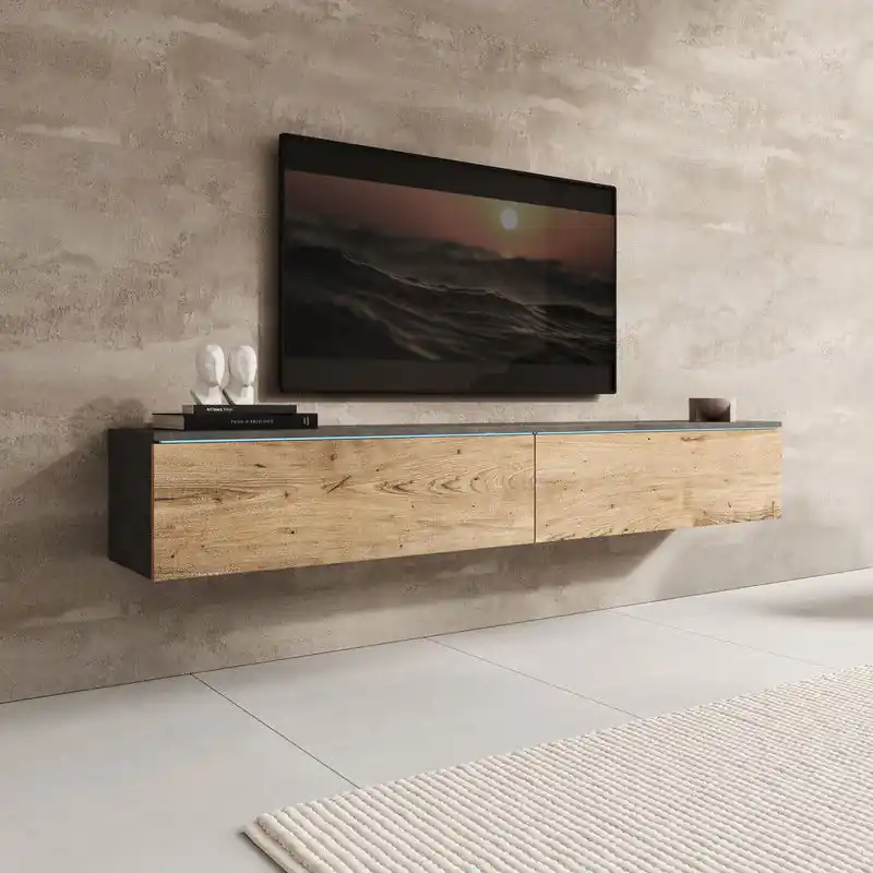 Meubella - Dixon - TV-Meubel - Eiken/Grijs - 180 cm Bestseller