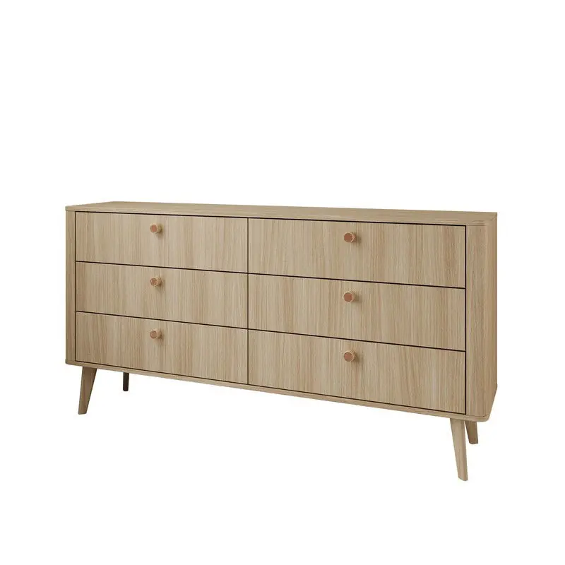 Meubella - Voorne - Ladekast met 6 lades - Eiken - 163x38x83 cm Topkwaliteit