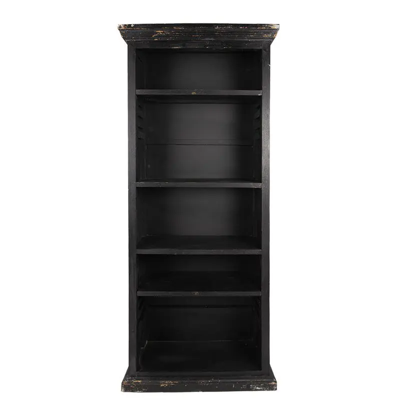 Clayre & Eef Boekenkast Verstelbare Planken 80x36x195 cm Zwart Hout Gratis Verzending