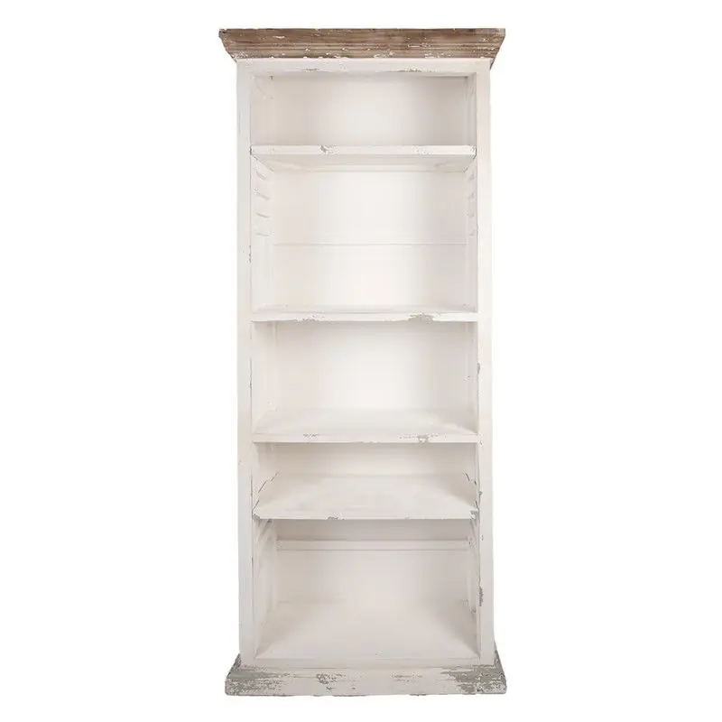 Clayre & Eef Boekenkast Verstelbare Planken 80x36x195 cm Wit Hout Geld-Terug-Garantie