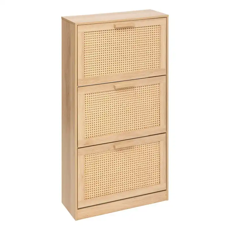 Budget 4goodz Schoenenkast Ubud - 24x60x113 cm - 3 lades voor 12 paar - Bruin