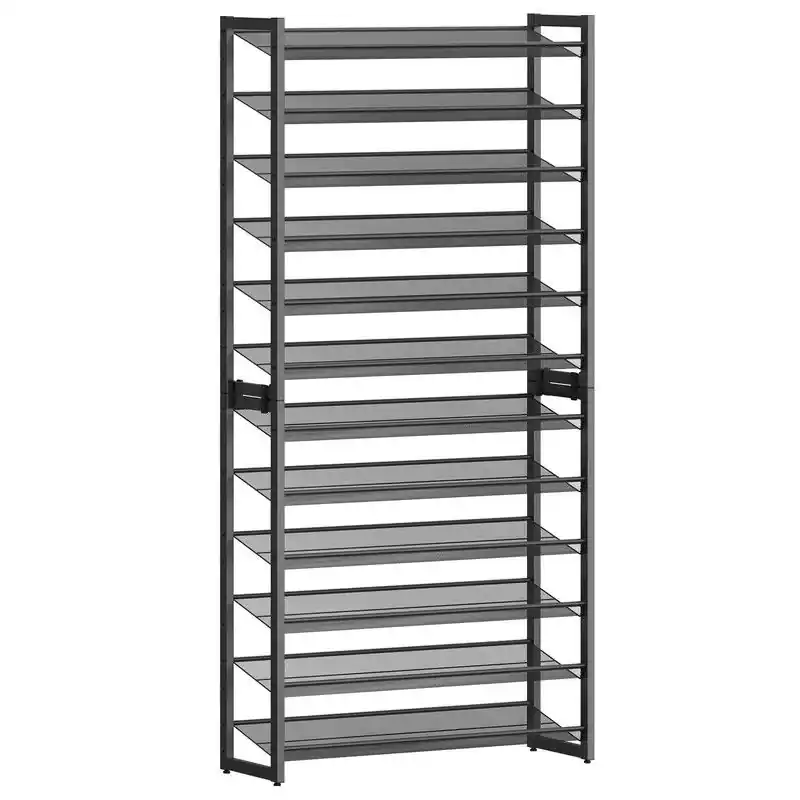 Aanbieding Etagère à chaussures 12 niveaux en métal noir - H221,4 cm