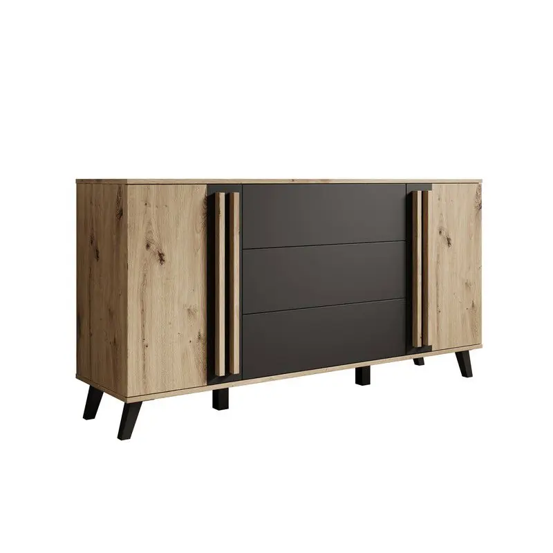 Nieuw Meubella - Hydra - Dressoir - Eiken/Zwart - 150x40x78 cm