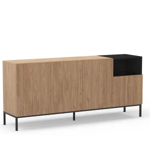 Uitverkoop Marckeric - Dressoir Cailin - Zwart - 180x42x80cm