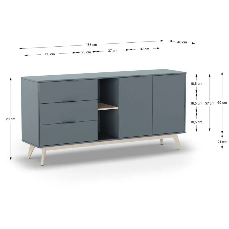 Actieprijs Marckeric - Dressoir Pisco - Groen - 165x40x81cm