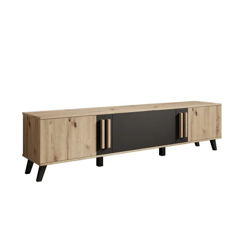 In De Mode Meubella - Hydra - TV-Meubel - Eiken/Zwart - 180 cm