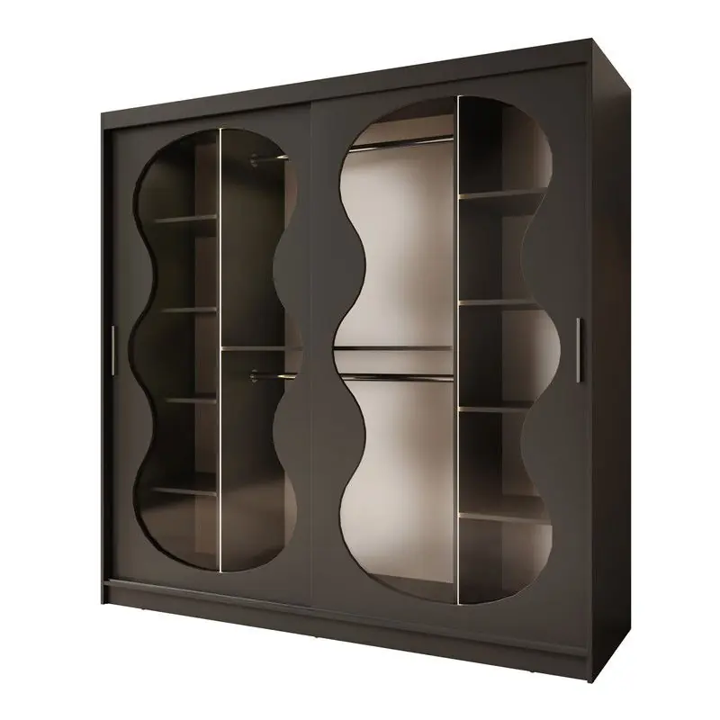 Meubella - Kledingkast Bunaro - Zwart - 200 cm Populair