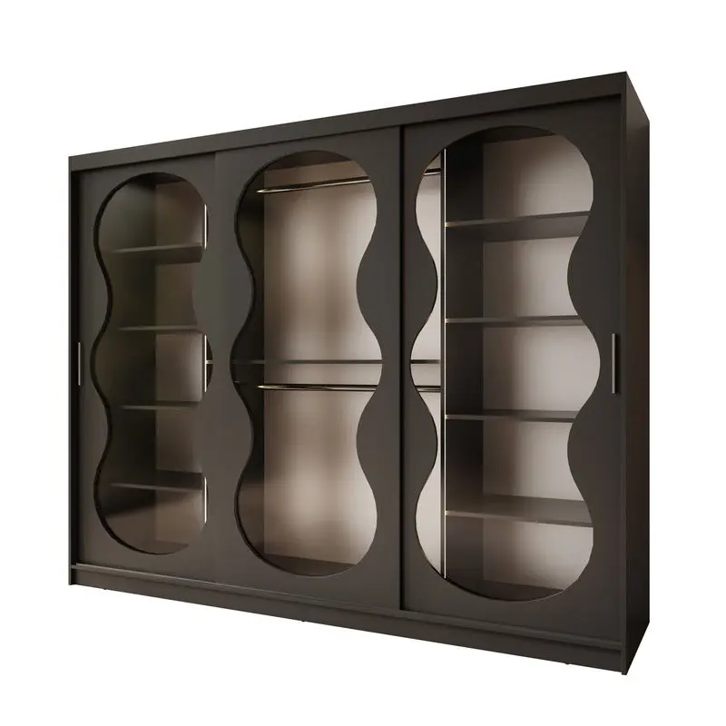 Korting Meubella - Kledingkast Bunaro - Zwart - 250 cm
