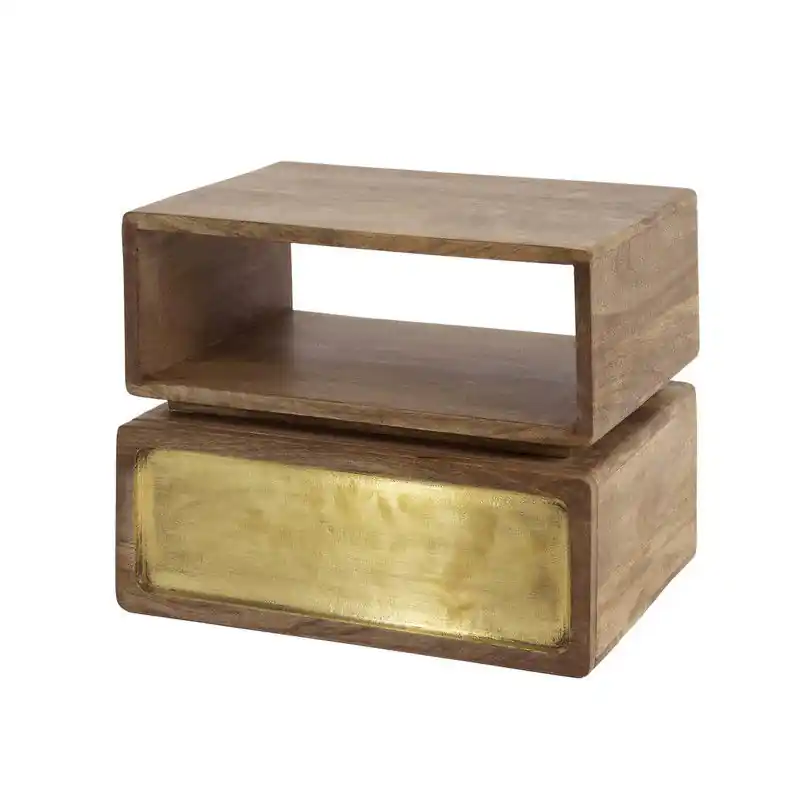 Nachtkastje Naturel Hout - 40x30x33cm - Brass Origineel