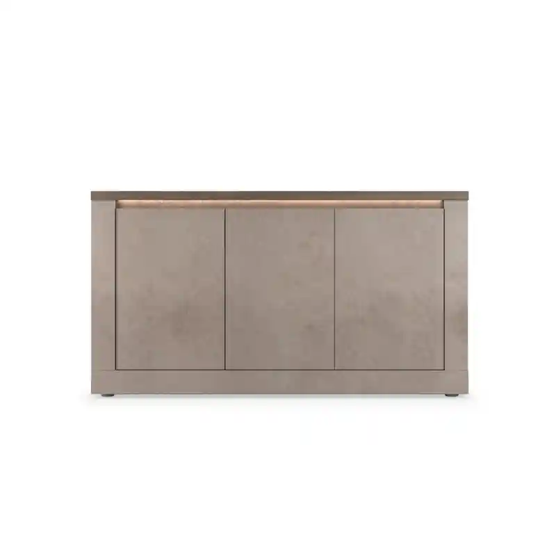 Laatste Kans 3-deurs dressoir met 2 planken, brons en kwik effect, L160 cm - ISCHIA