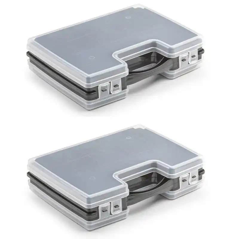 PlasticForte Opbergkoffer - 3x - 22-vaks - zwart - 28 x 21 x 6 cm - Opbergbox Goedkoop