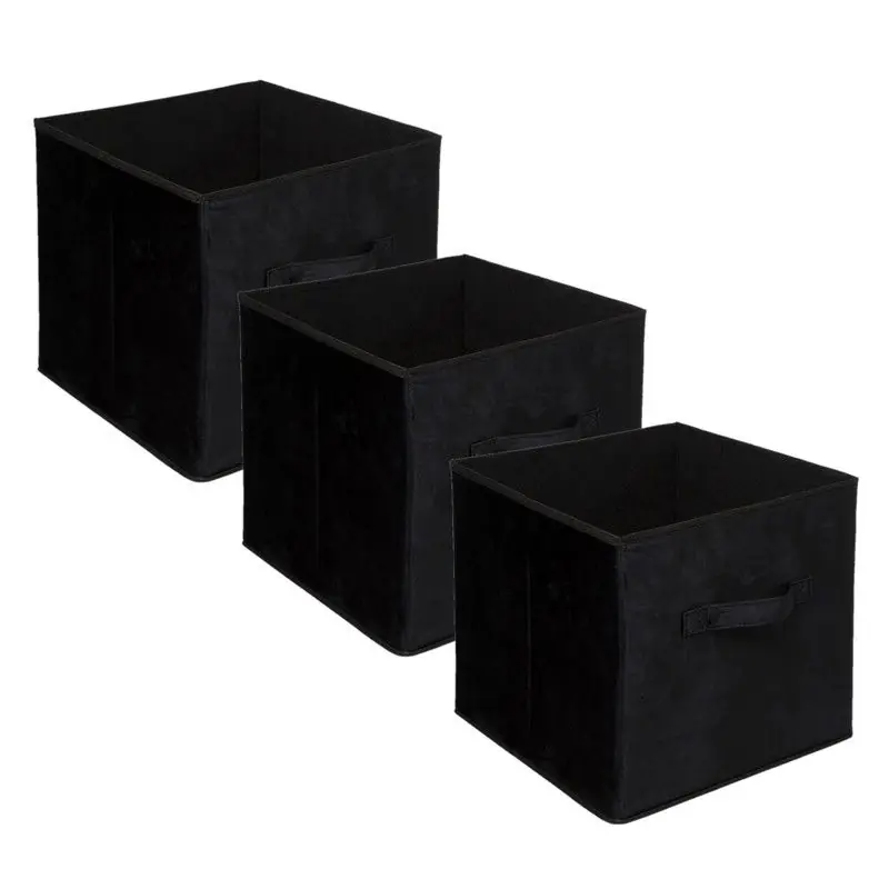 Nu Kopen 5Five Opbergmand/kastmand - 3x - zwart - 29 liter - 31 x 31 x 31 cm - Opbergmanden
