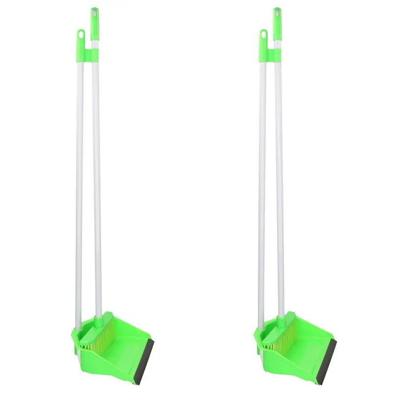 Voordelige stoffer en blik op steel set van 2x stuks - groen 87 cm - Stoffer en blik Trendy