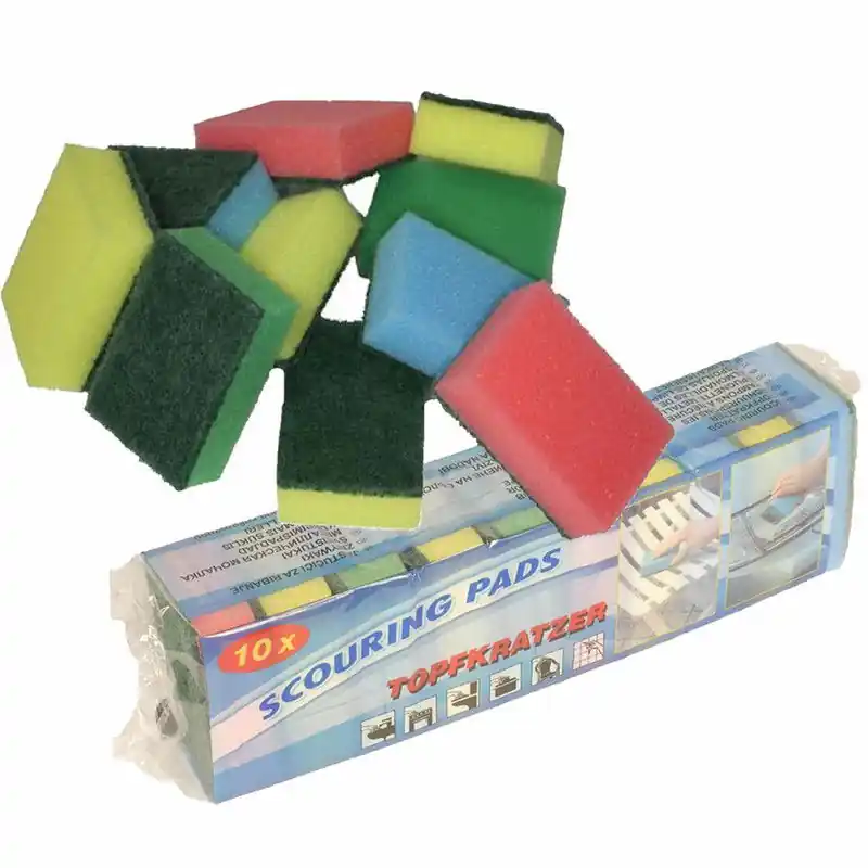 Schuursponsjes - 60x - schuurspons - 9 x 6 x 3 cm - afwassponsjes - Schuursponzen Nieuw