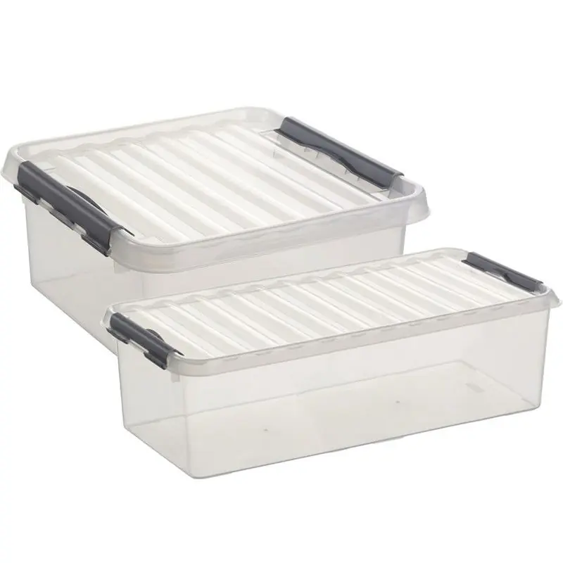 Opberg boxen set van 4x stuks in 9.5L en 18L kunststof met deksel - Opbergbox Direct Verzonden