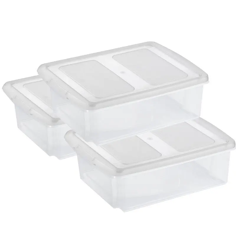 Sunware set van 3x opslagboxen kunststof 17 liter transparant 45 x 36 x 14 cm met deksel - Opbergbox Uitverkoop