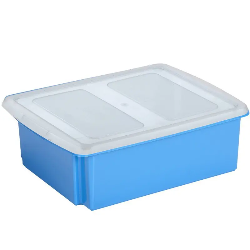 Sunware opslagbox kunststof 17 liter blauw 45 x 36 x 14 cm met deksel - Opbergbox Handgemaakt