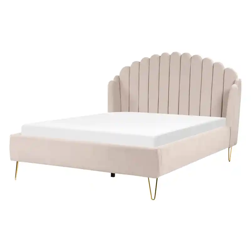 AMBILLOU - Bed - Lichtbeige - 140 x 200 cm - Polyester Authentiek