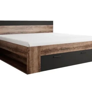 Speciale Aanbieding Meubella - Tweepersoonsbed Brown - Zwart - Eiken - 180x200 cm