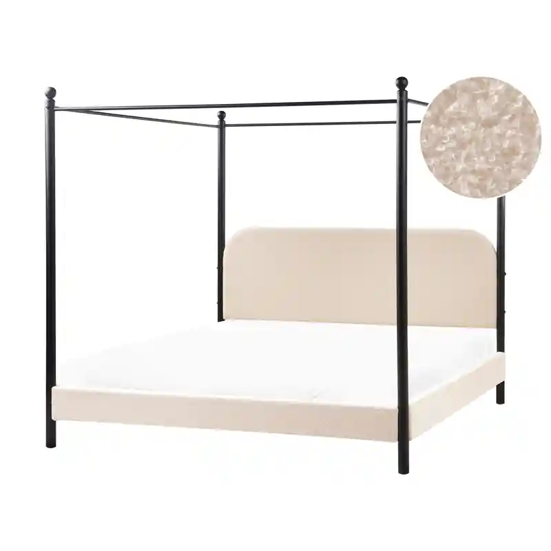 Aanbieding DANNEMOIS - Tweepersoonsbed - Beige - 180x200 cm - Bouclé