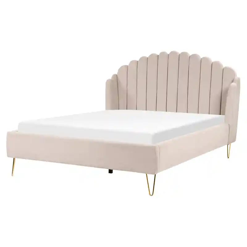 AMBILLOU - Bed - Lichtbeige - 160 x 200 cm - Polyester Fabrieksprijs