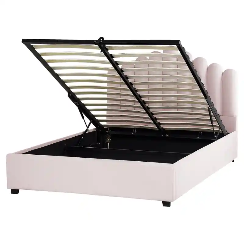VINCENNES - Bed met opbergruimte - Pastelroze - 160 x 200 cm - Fluweel Meest Verkocht