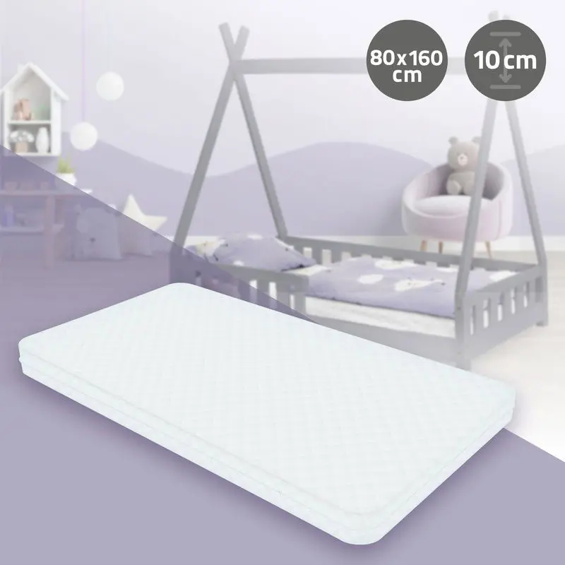 Kindermatras 80x160x11 cm van polyester Oeko-Tex 100 ML-Design Wereldwijde Verzending