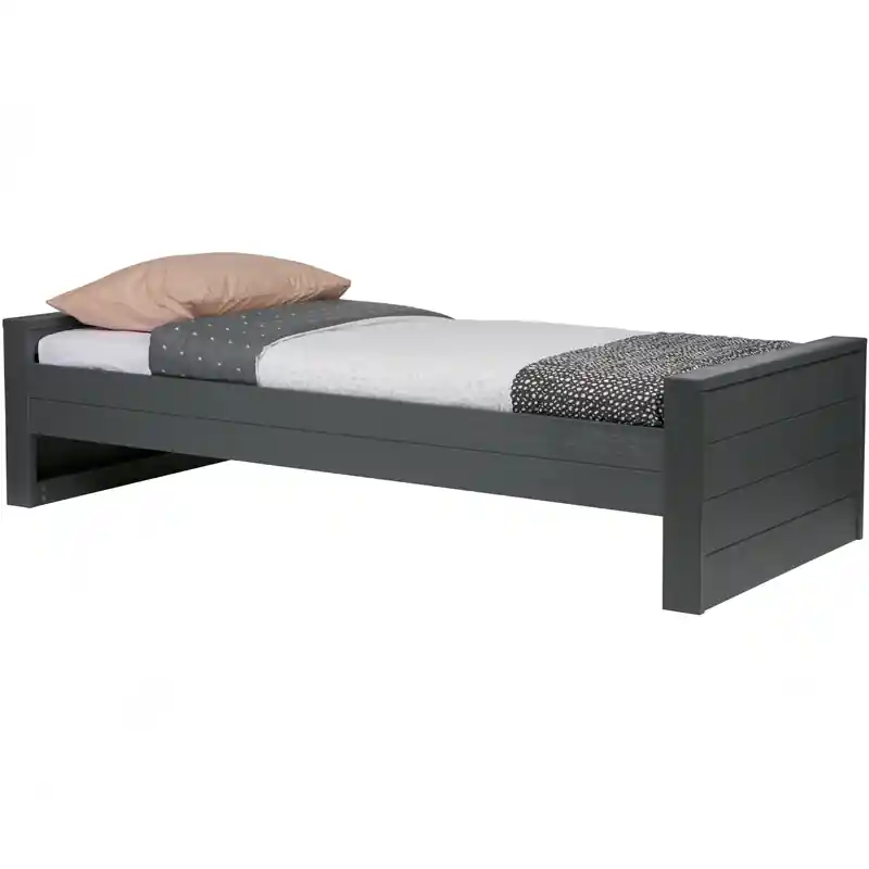 WOOOD Dennis Bed Excl Lade - Grenen Geborsteld - Grijs - 53x219x95 Fabrieksprijs