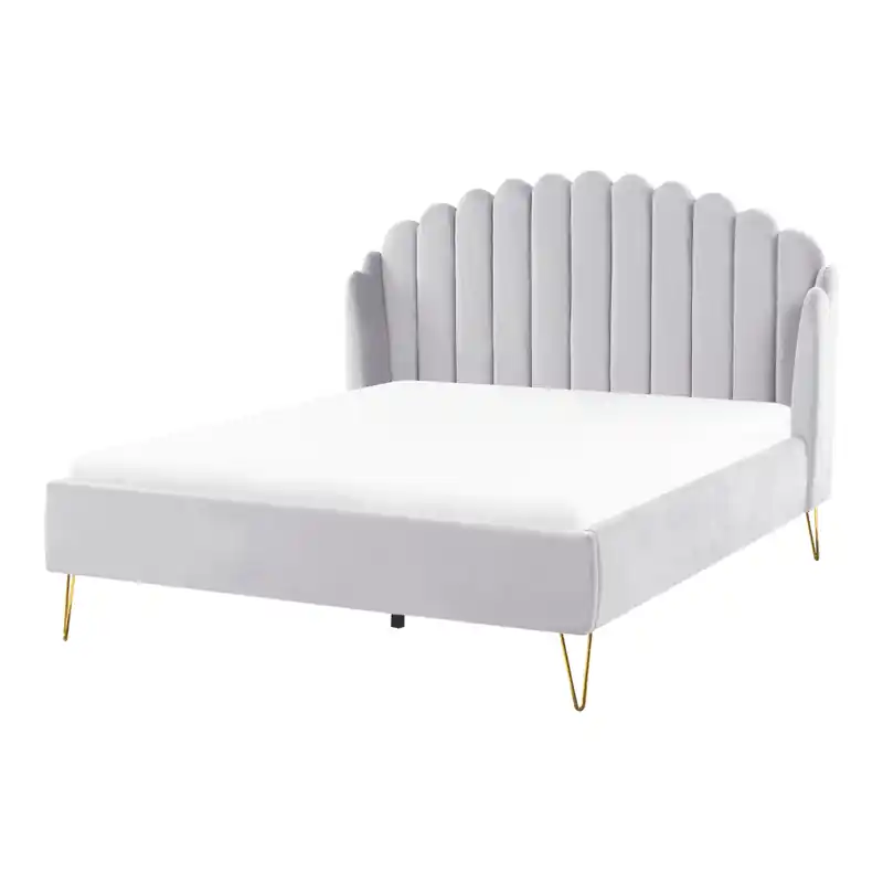 AMBILLOU - Tweepersoonsbed - Lichtgrijs - 140 x 200 cm - Fluweel Garantie Inbegrepen
