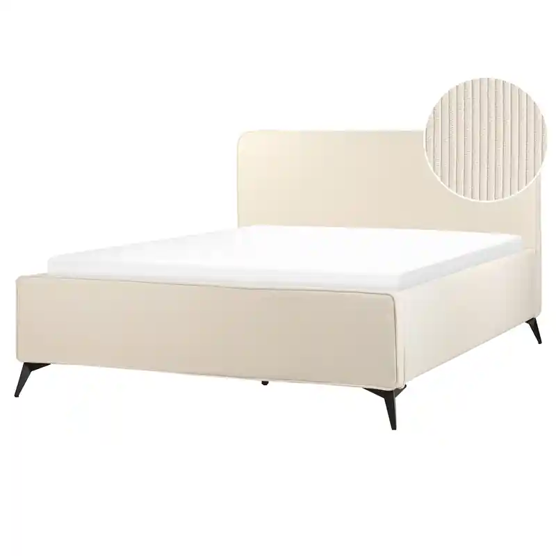Weekendaanbieding VALOGNES - Tweepersoonsbed - Lichtbeige - 160 x 200 cm - Corduroy