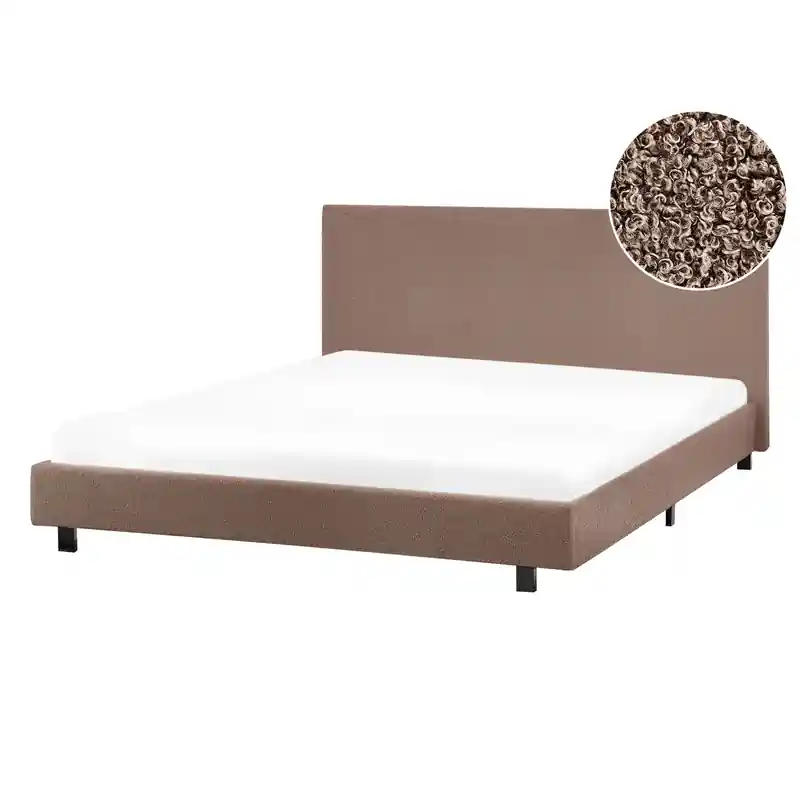 ALBI - Tweepersoonsbed - Bruin - 140 x 200 cm - Bouclé Meest Verkocht