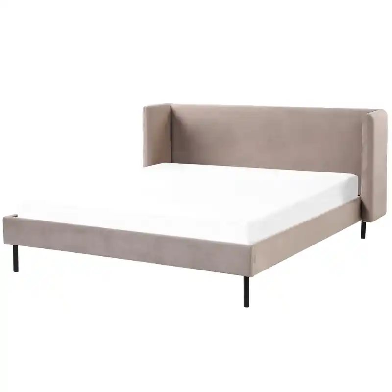 ARETTE - Tweepersoonsbed - Taupe - 160 x 200 cm - Fluweel Bestel Nu