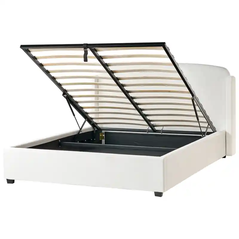 Voordeelprijs BERNAY - Bed opbergruimte - Gebroken wit - 160 x 200 cm - Polyester