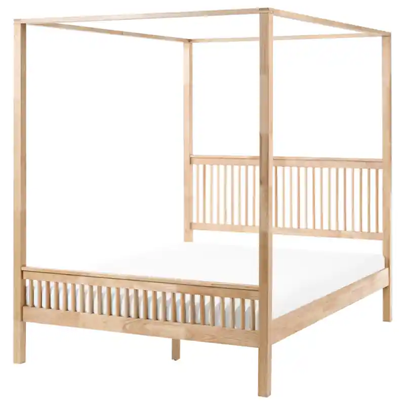 Actieprijs HARFLEUR - Hemelbed - Lichtbruin - 160 x 200 cm - Rubberhout
