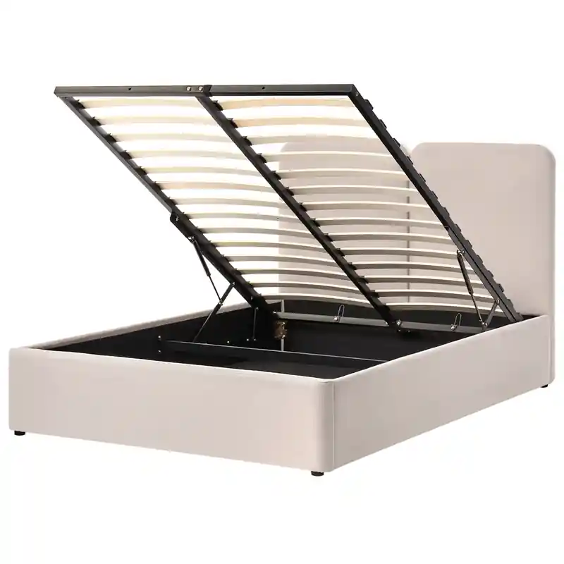 ARBOIS - Bed met opbergruimte - Beige - 140 x 200 cm - Polyester Tijdelijk Beschikbaar