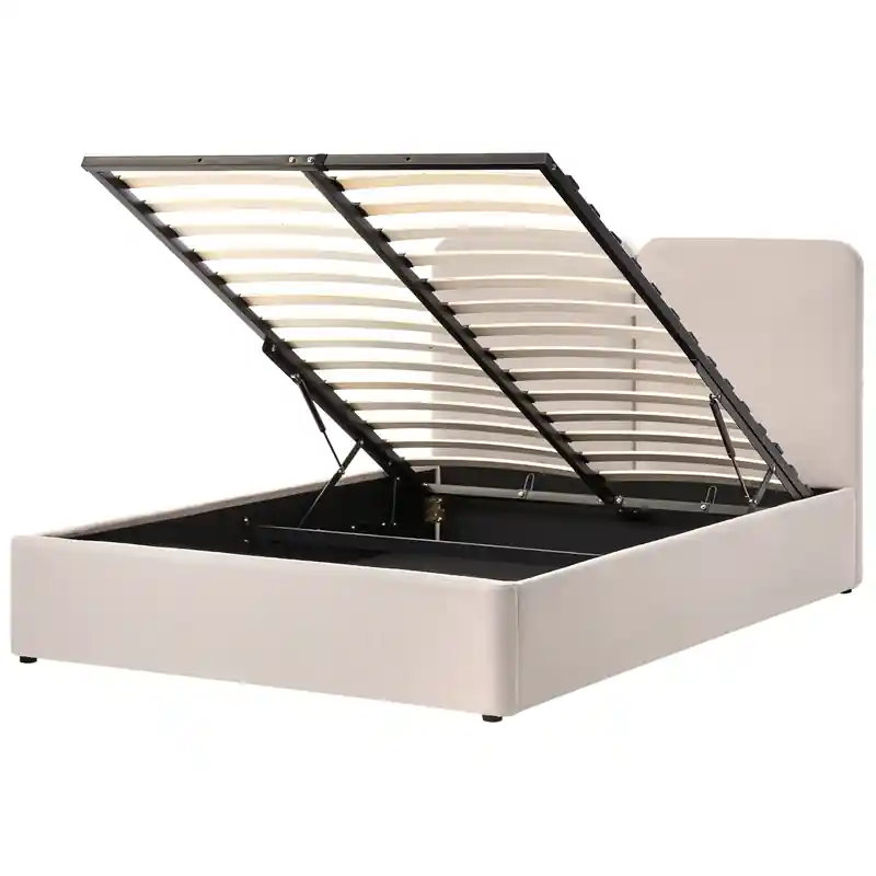 ARBOIS - Bed met opbergruimte - Beige - 160 x 200 cm - Polyester Finale Uitverkoop