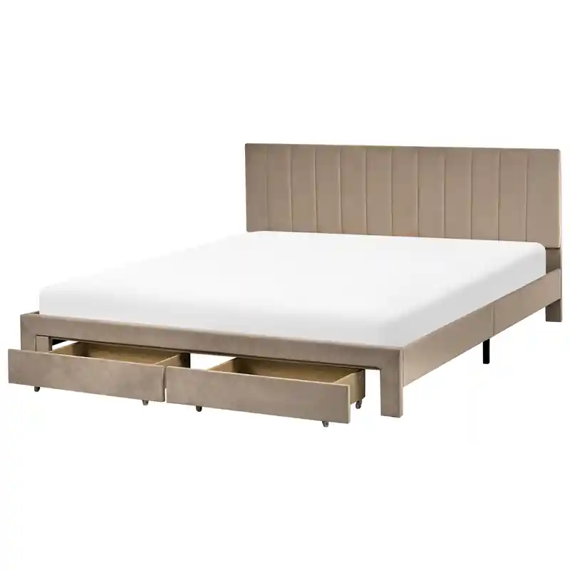 Nieuw Model LONZAC - Bed met opbergruimte - Taupe - 180 x 200 cm - Fluweel
